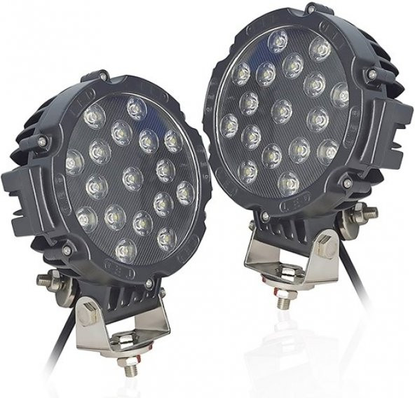 POINT MARKETING 7 İnc 17 Led 51 W Beyaz Kalın Gündüz Ledi Off Road Far Çalışma Lambası Sis Lambası - 3