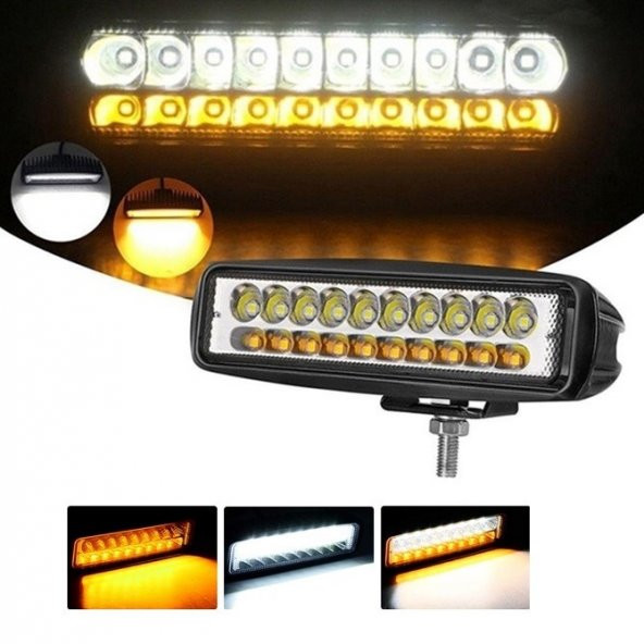 POINT MARKETING 18 Led 54 W Beyaz 3 Modlu Turuncu Beyaz Flashlı Gündüz Ledi Off Road Far Çalışma LambasI