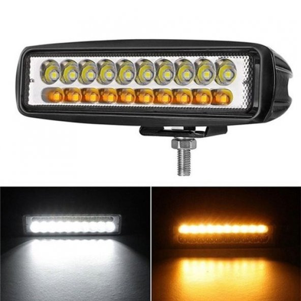POINT MARKETING 18 Led 54 W Beyaz 3 Modlu Turuncu Beyaz Flashlı Gündüz Ledi Off Road Far Çalışma LambasI - 4