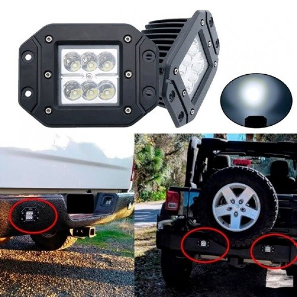 6 Led 18 W Beyaz Gömme Kabin Lambası Off Road Çalışma Sis Lambası - 2