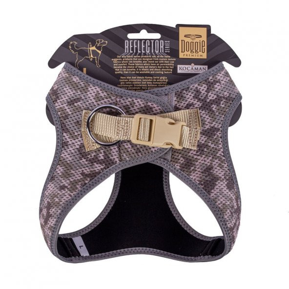 Doggie Havalı Dokuma Reflektör Serisi Küçük Irk Göğüs Tasması Kamuflaj L-42-48Cm - 2
