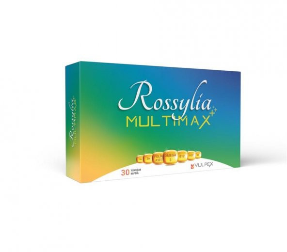Rossylia MultiMax Omega-3, Folik Asit, İyot, B12 içeren Multivitamin ve Multimineral 30 Kapsül