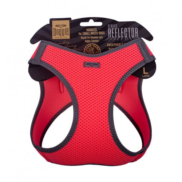 Doggie Havalı Dokuma Reflektör Serisi Küçük Irk Göğüs Tasması Pembe L-42-48Cm ürün görseli 1