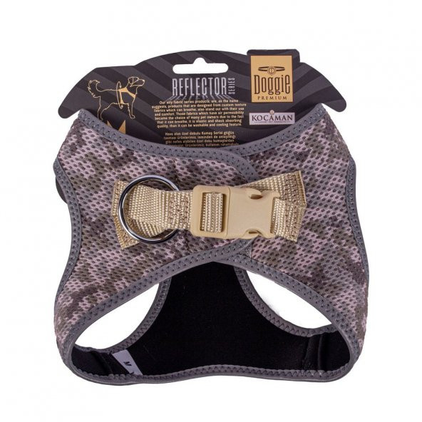 Doggie Havalı Dokuma Reflektör Serisi Küçük Irk Göğüs Tasması Kamuflaj M-38-44Cm - 2