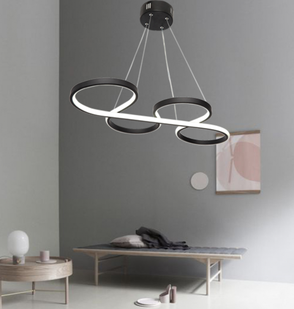 TT Aydınlatma TT025-SY  Yılan Modeli Mat Siyah Led Avize - 2