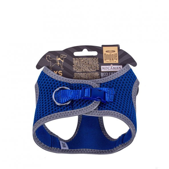 Doggie Havalı Dokuma Reflektör Serisi Küçük Irk Göğüs Tasması Mavi 2XS-26-30Cm - 2
