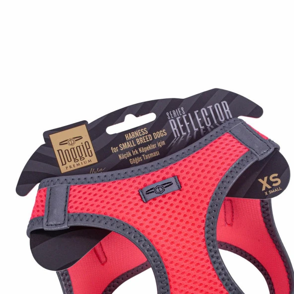 Doggie Havalı Dokuma Reflektör Serisi Küçük Irk Göğüs Tasması Pembe XS-30-34Cm - Resim 3