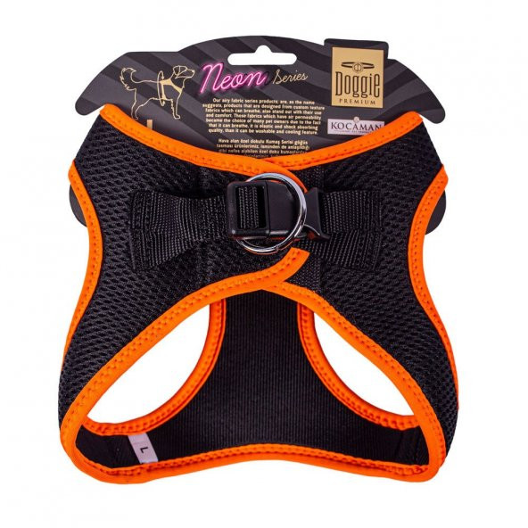 Doggie Havalı Dokuma Neon Serisi Küçük Irk Göğüs Tasması Turuncu L-42-48Cm - 2