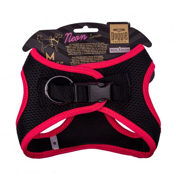 Doggie Havalı Dokuma Neon Serisi Küçük Irk Göğüs Tasması Pembe M-38-44Cm - 2