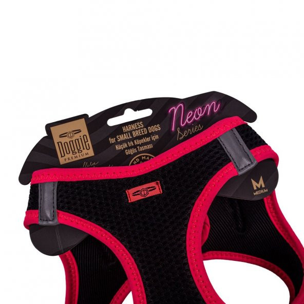 Doggie Havalı Dokuma Neon Serisi Küçük Irk Göğüs Tasması Pembe M-38-44Cm - 3