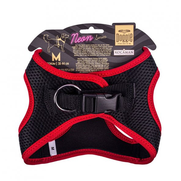 Doggie Havalı Dokuma Neon Serisi Küçük Irk Göğüs Tasması Kırmızı M-38-44Cm - 2