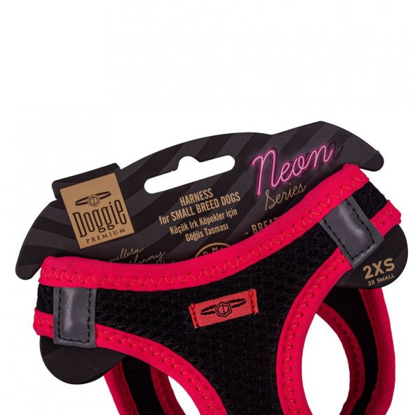 Doggie Havalı Dokuma Neon Serisi Küçük Irk Göğüs Tasması Pembe 2XS-26-30Cm - 3