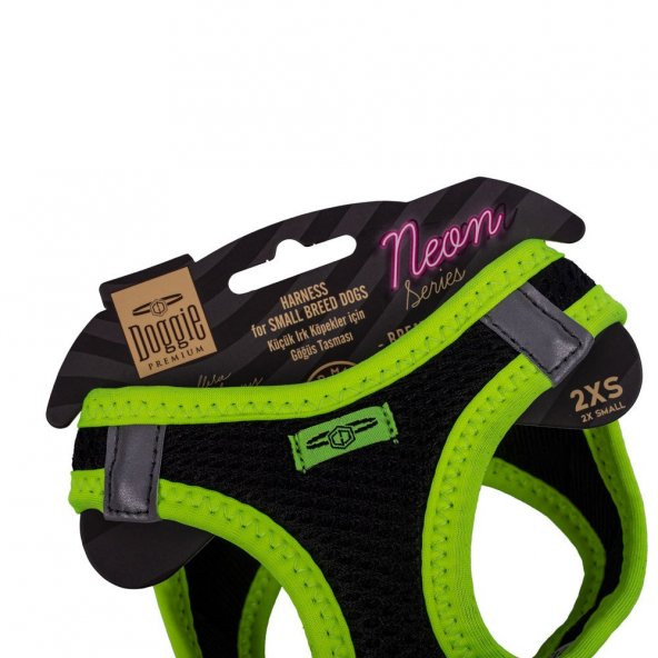 Doggie Havalı Dokuma Neon Serisi Küçük Irk Göğüs Tasması Sarı 2XS-26-30Cm - Resim 3