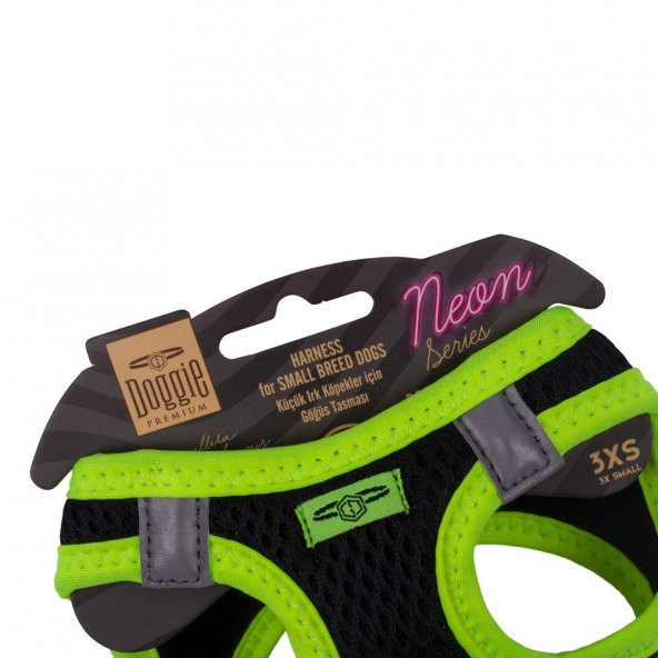 Doggie Havalı Dokuma Neon Serisi Küçük Irk Göğüs Tasması Sarı 3XS-22-26Cm - Resim 3