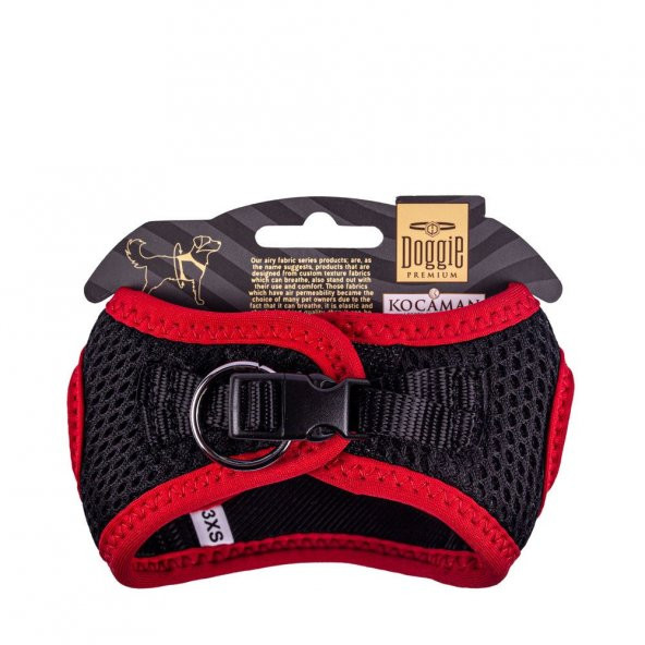 Doggie Havalı Dokuma Neon Serisi Küçük Irk Göğüs Tasması Kırmızı 3XS-22-26Cm - 2