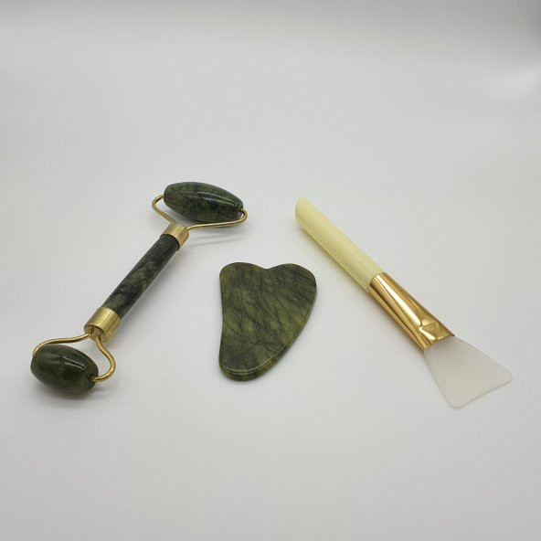 Jade Roller Gua Sha Yüz Masaj Seti - Resim 3