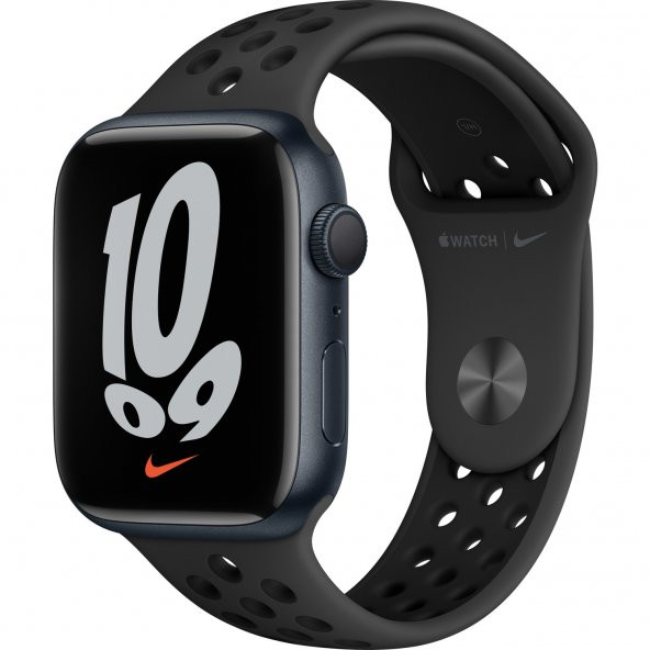 Apple Watch Series 7 Nike GPS 45mm Gece Yarısı Alüminyum Kasa ve Nike Spor Kordon Akıllı Saat