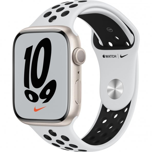 Apple Watch Series 7 Nike GPS 45mm Yıldız Işığı Alüminyum Kasa ve Nike Spor Kordon Akıllı Saat