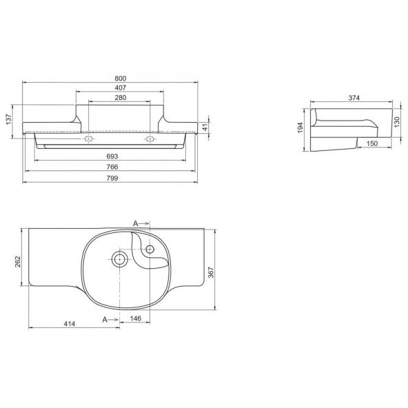 Turkuaz Cerastyle Harmony Etajerli Lavabo 80x37,5 cm - 4