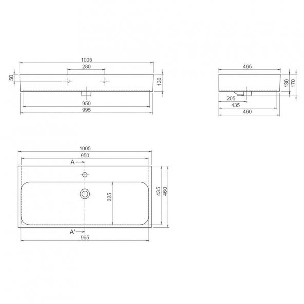 Turkuaz Cerastyle Pinto Etajer Uyumlu Banyo Lavabo 100 47 Cm - 4