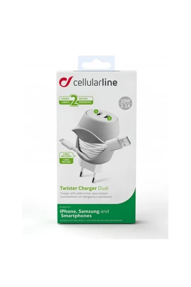 Cellularline Twister Charger Dual 10W 2.1A Seyahat Şarj Aleti - 2