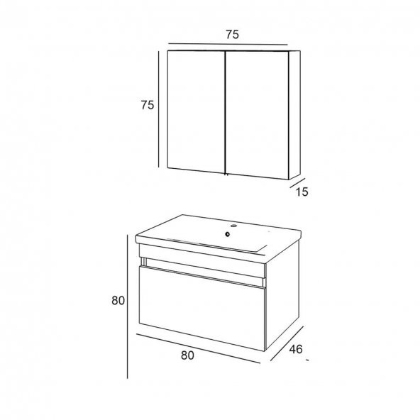 Turkuaz Frame Etajerli Lavabo 80*45 cm ve More Banyo Alt Dolabı - 2