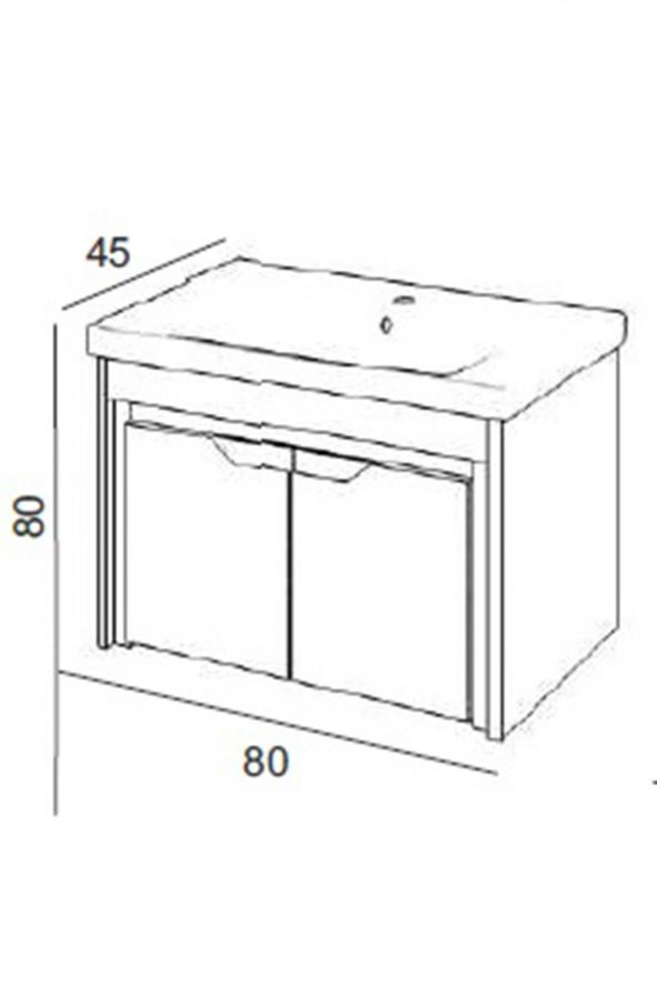 Turkuaz Frame Etajerli Lavabo 80*45cm - Cosmos 80 Alt Modül - 2