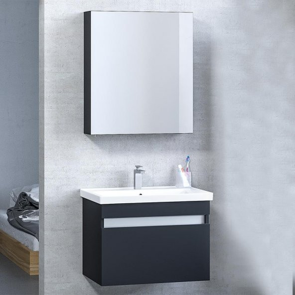 Turkuaz Frame Etajerli Lavabo 65*45cm ve More 65 Banyo Dolabı - Resim 3