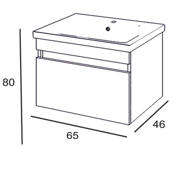Turkuaz Frame Etajerli Lavabo 65*45cm ve More 65 Banyo Dolabı - Resim 4