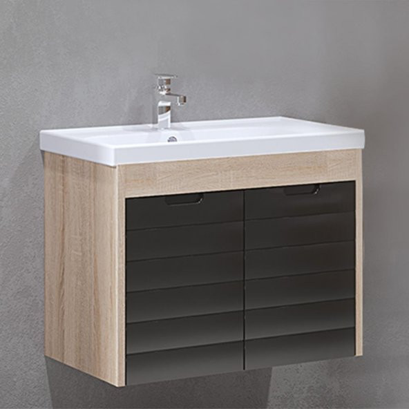 Turkuaz Frame Etajerli Lavabo 70*45cm-Mostar 70 Alt Modül -SİYAH