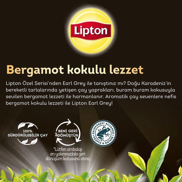 Lipton Earl Grey Süzen Poşet Bergamot Aromalı Siyah Çay 100lü - 6