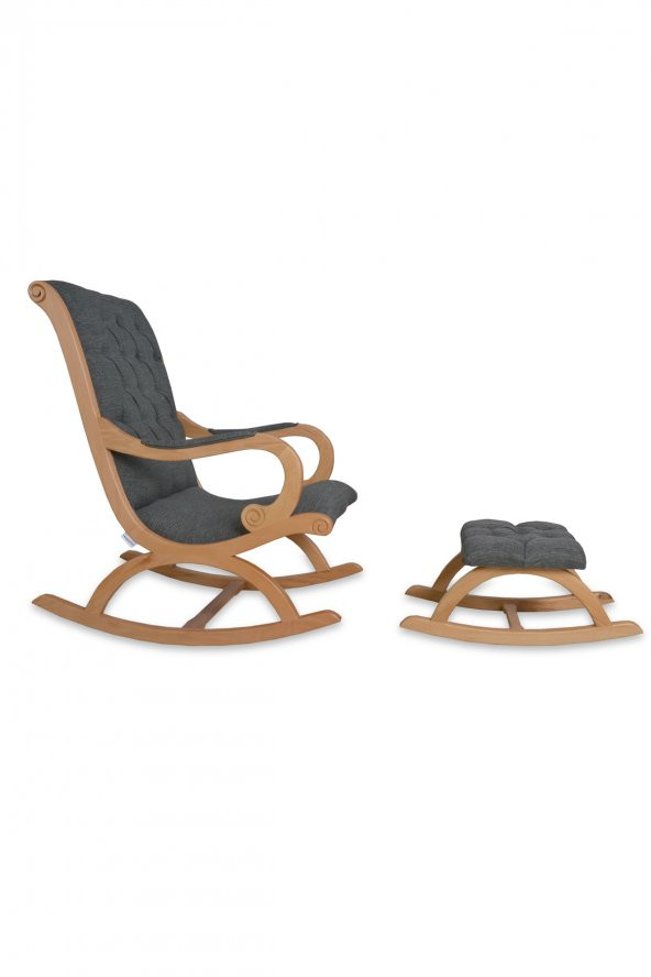 Asedia Rustik Naturel Nefti Yeşil Sallanan Sandalye Dinlenme Emzirme Baba Tv Okuma Uzanma Koltuğu Berjer - Resim 2