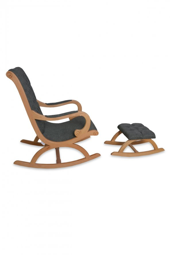 Asedia Rustik Naturel Nefti Yeşil Sallanan Sandalye Dinlenme Emzirme Baba Tv Okuma Uzanma Koltuğu Berjer - Resim 3