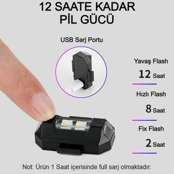 Mini Kablosuz Çakar Lamba Kablosuz 7 Renk Çakarlı Lamba LED Araba Motosiklet Bisiklet Drone - 4