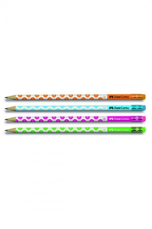 Faber -castell Flowers K. Kalem, Silgili, 4lü 2b