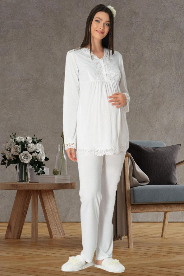 Carpediem L.R. Ekru 1501 Hamile Lohusa Pijama Takımı - 4