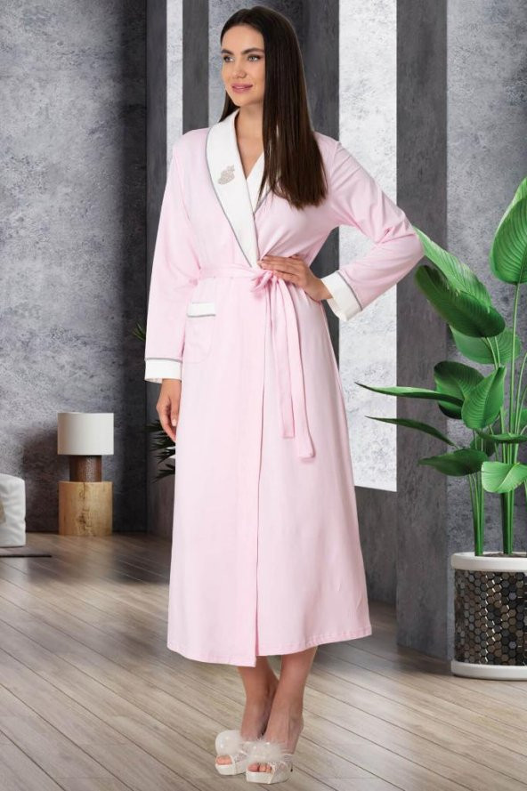 Mecit 5556 Pembe Sabahlık Pijama Gecelik Lohusa Set - 2