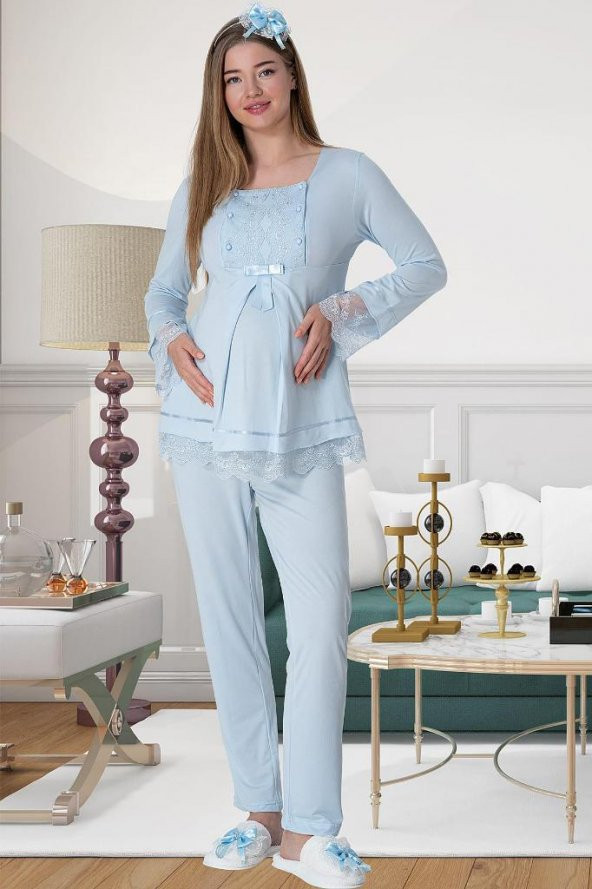 Mecit 1820 Mavi Lohusa Pijama Takımı - 3