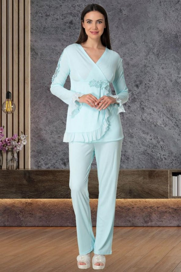Mecit 5523 Turkuaz Lohusa Pijama Takımı - 2