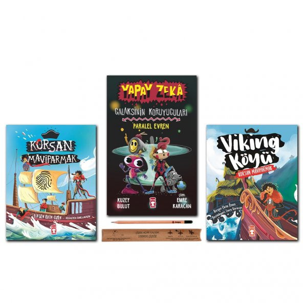 Timaş Çocuk Korsan Mavi Parmak Viking Köyü Paralel Evren Set 3 Kitap