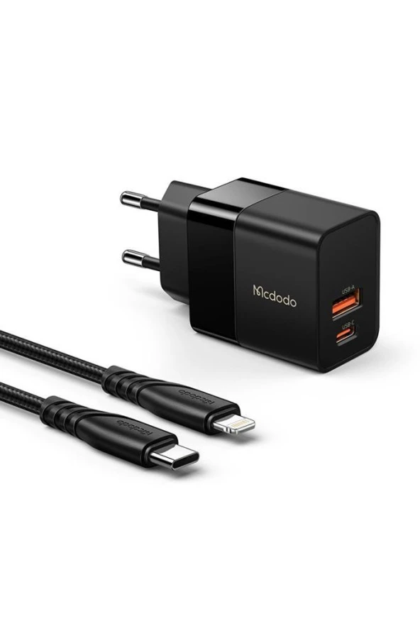 Mcdodo CH-1952 20W Usb TypeC Hızlı Sarj Adaptör -TypeC İphone Kablolu 1.2m-Siyah