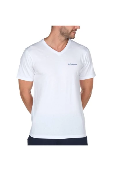 Columbia Brushed V Neck Erkek V Yaka Beyaz Tişört CS0288-100