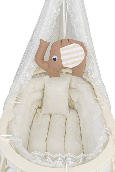 TommyBaby Sepet Beşik Ahşap Beşik Uyku Setli Doğal Ahşap Beşik bambu00 - 11
