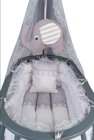 TommyBaby Sepet Beşik Ahşap Beşik Uyku Setli Doğal Ahşap Beşik bambu00 - 9