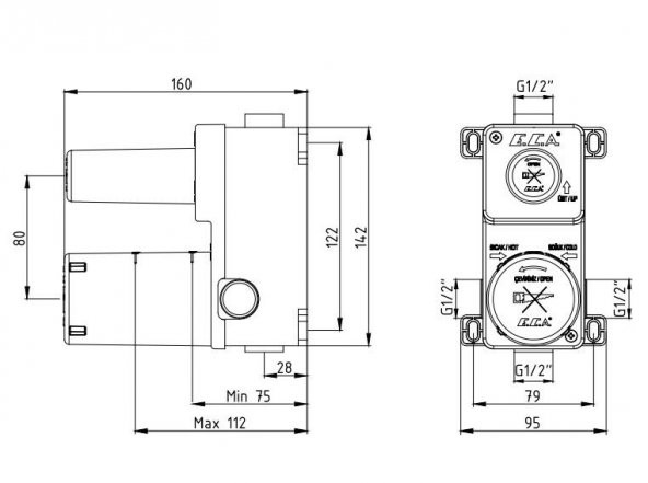 Eca Ankastre Banyo Bataryası Sıva Altı- 2 Yollu Altın Gold 102866201 - 2