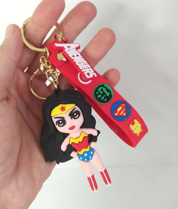 Avengers Marvel Wonder Woman Silikon Anahtarlık Çanta Süsü Oyuncak - 2