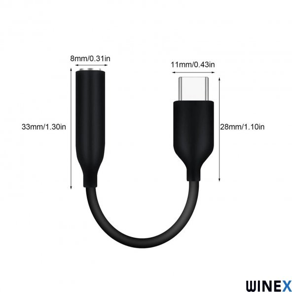 Winex UC10 Type-C to 3.5mm Jack Dönüştürücü Adaptör Siyah - 2