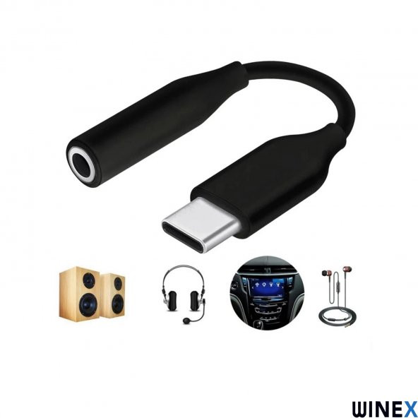 Winex UC10 Type-C to 3.5mm Jack Dönüştürücü Adaptör Siyah - 3
