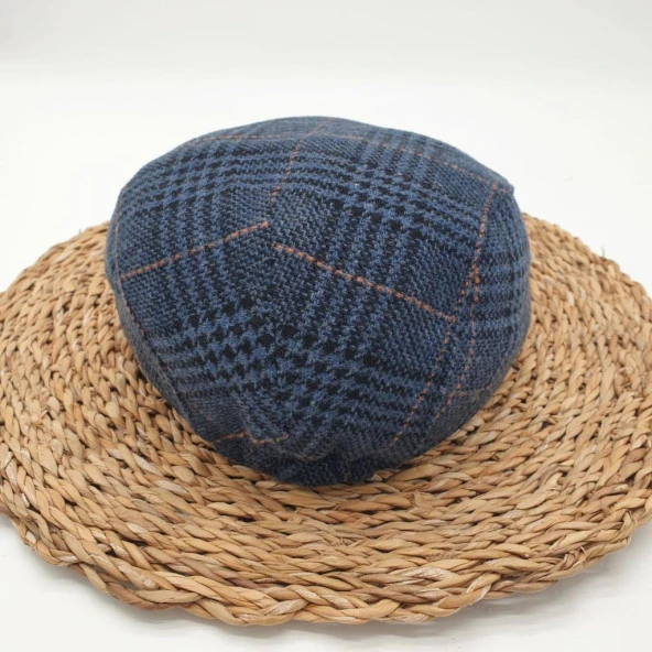 Lacivert Renk Çizgili Klasik Erkek Kasket - 3