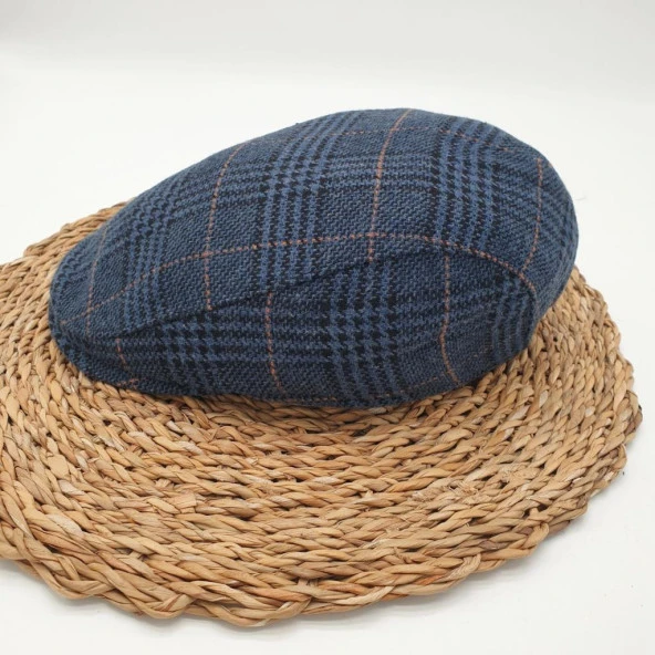 Lacivert Renk Çizgili Klasik Erkek Kasket - 9